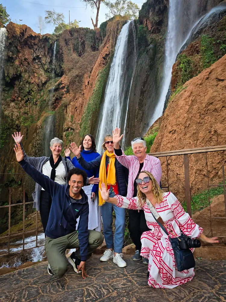 Genuine Discoveries guests at the Ouzoud waterfalls